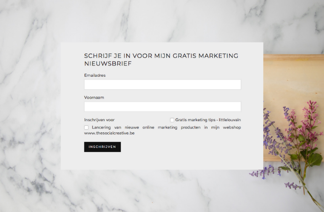 Schrijf je in voor mijn gratis marketingtips