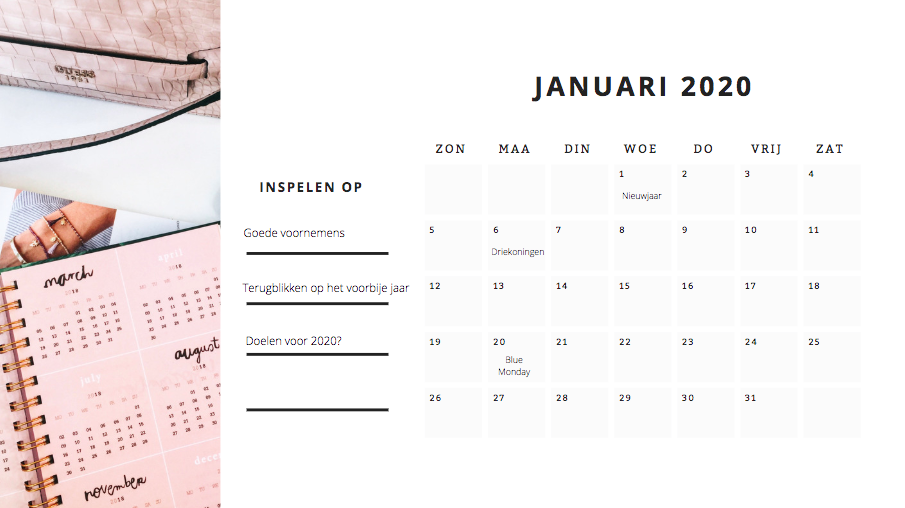 inhaakkalender feestdagen voor je volgende social media posts