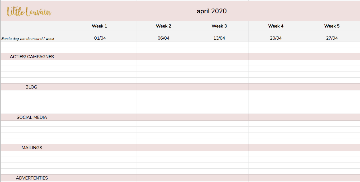 Template content planning 2020