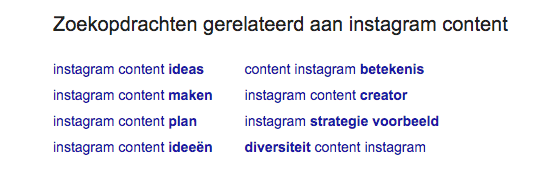 gerelateerde zoekopdrachten Google content